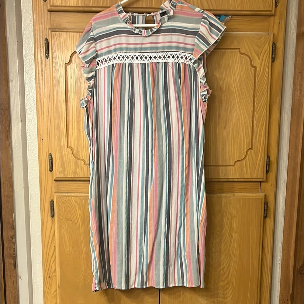 Emery Rose Striped Multicolor Dress with Lace Detail size 3X - Picture 1 of 5
